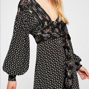 Free People printed long sleeves mini dress NWOT